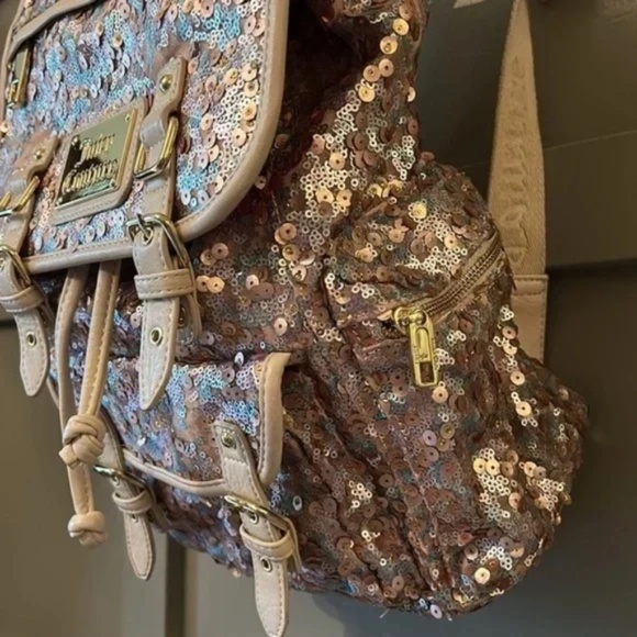 Juicy Couture Rainbow Sequined Pink Gold Multicolor Backpack Y2K Eras Tour Pride main image 11